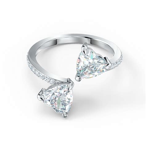 Buy Swarovski Attract Trilogy Round Ring White With Rhodium Plating