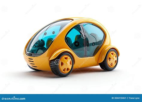 Futuristic Compact Toy Car On White Background Modern Small Autonomous