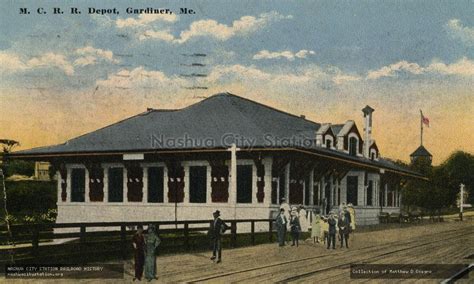 Postcard Maine Central Railroad Depot Gardiner Maine Railroad History