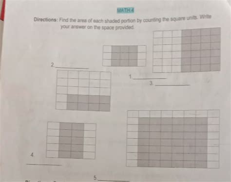 Solved Directions Find The Area Of Each Shaded Portion By Counting