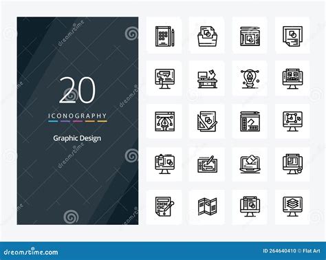 20 Graphic Design Outline Icon For Presentation Vector Line Icons