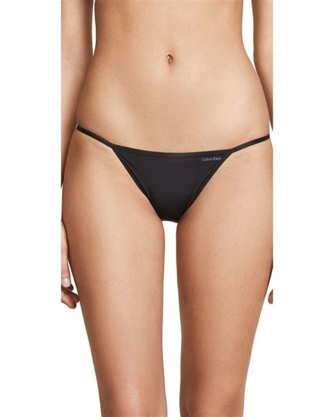 Calvin Klein Sleek String Bikini Panties In Black Stylemi