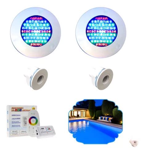 Kit Iluminação Piscina 2 Led 70 Rgb Comando Touch Fibra