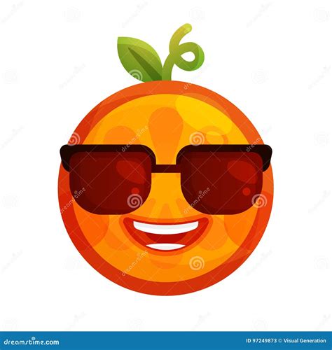 Emoji Cool Orange With Sunglasses Isolated Vector Stock Vector Illustration Of Food Comic