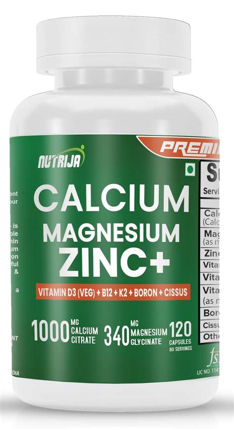 Buy Calcium Magnesium Zinc with D3, K2, B12, Boron, Cissus