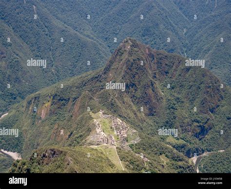 Machu Picchu view from Machu Picchu mountain, the ancient Inca city in ...