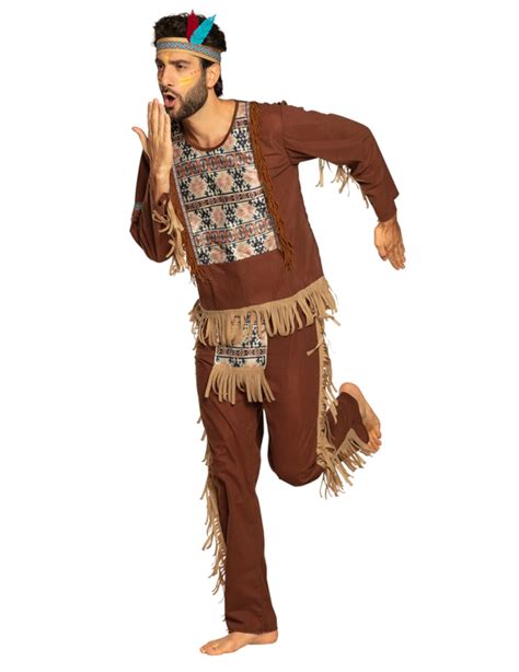 Indianer Kostüm für Herren Wilder Westen Karnevalskostüm braun beige