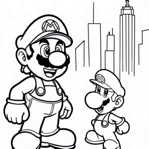 Coloriage de Mario et ses personnages à Télécharger ou à Imprimer