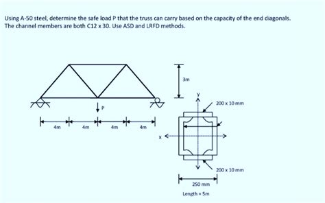 Solved Using A 50 Steel Determine The Safe Load P That The Chegg