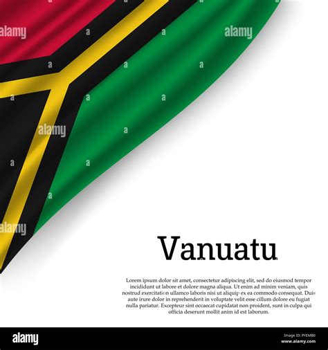 Ondeando La Bandera De Vanuatu Sobre Fondo Blanco Plantilla Para El