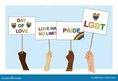 Hand Mit Einem Poster Mit LGB-Community-Slogans Vektorgrafik Von Hand ...