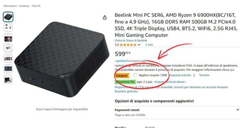 Mini PC Beelink con Ryzen 9, 16GB di RAM e SSD da 500GB (-120€)