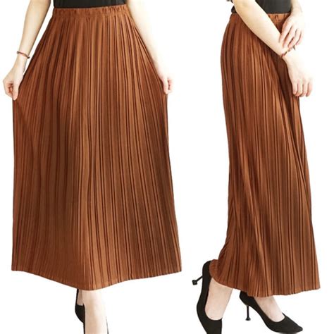 Jual Rok Panjang Wanita SONIA Rok Maxi Plisket 1609 Abu Tua