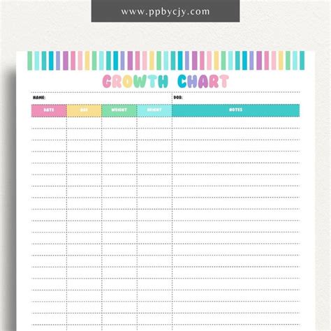 Kids Growth Chart Printable Template in 2024 | Kids growth chart ...