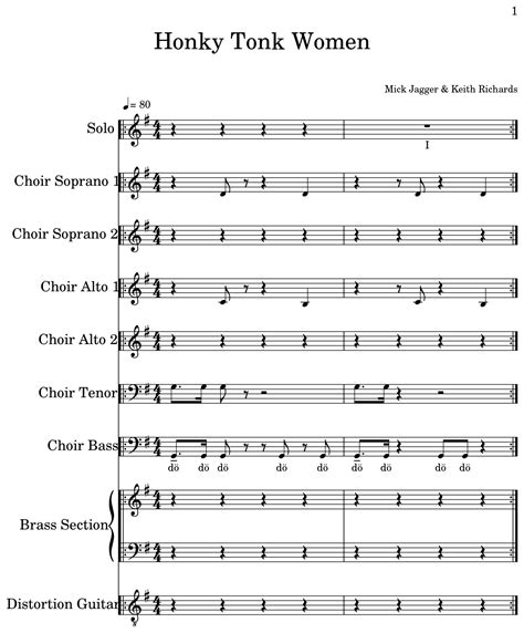 Honky Tonk Women - Sheet music for Choir Aahs, Brass Section ...