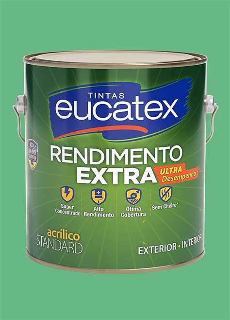 Tinta Látex Acrílico Fosco Eucatex Rende Extra 3 6L Verde Angra