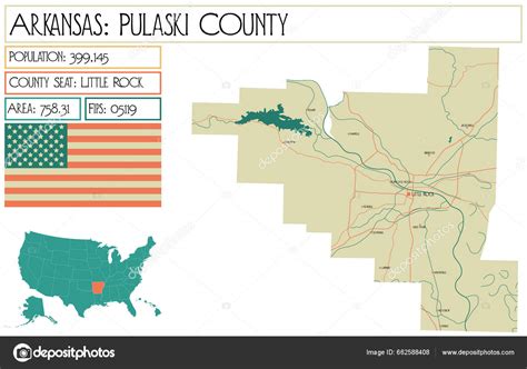 Large Detailed Map Pulaski County Arkansas Usa Stock Vector by ...