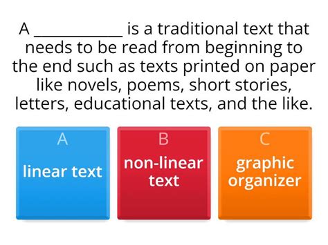 LINEAR AND NON-LINEAR TEXTS GAME - Quiz