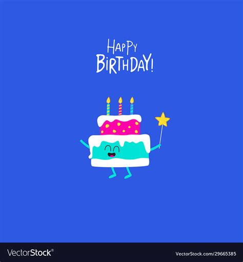 Cake For Birthday Greeting Card Royalty Free Vector Image