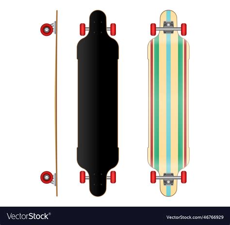 Set Of Realistic Skateboard Deck Template Isolated