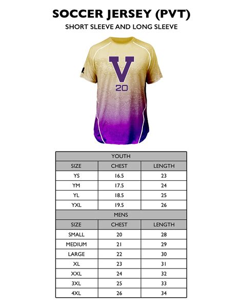 Youth Soccer Jersey Size Chart