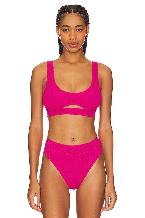 Bond Eye Sasha Bikini Top In Black Eco In Raspberry Recycled Revolve