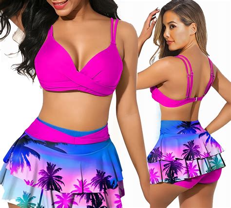 BIKINI STRÓJ KĄPIELOWY PUSH UP ZE SPÓDNICZKĄ RÓŻOWY WAKACJE XL 42 Cena Opinie Dwuczęściowe