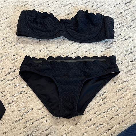 Kate Spade Black Bikini Scalloped Look Gem