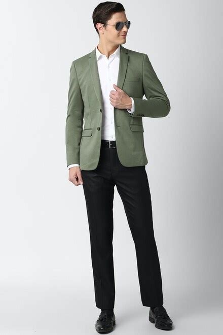 Buy Men Olive Solid Slim Fit Casual Blazer Online Peter England