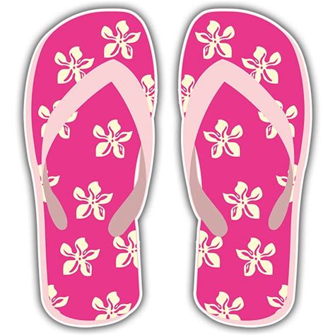 Aufkleber Magentafarbene Flip Flops Mit Hawaiianischen Blumen