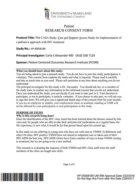 Fillable Online Patient Research Consent Form Clinicaltrials Gov Fax