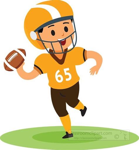 Ball Sports Clipart-kid boy playing american football clipart