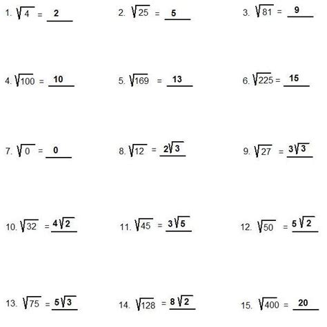 Approximating Square Roots Worksheets Answer Key