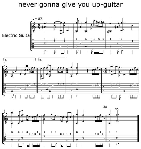 never gonna give you up-guitar - Sheet music for Electric Guitar