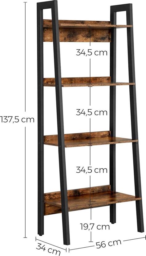 Boekenkast Boekenplank Ladderrek Met 4 Niveaus Staand Metalen Frame