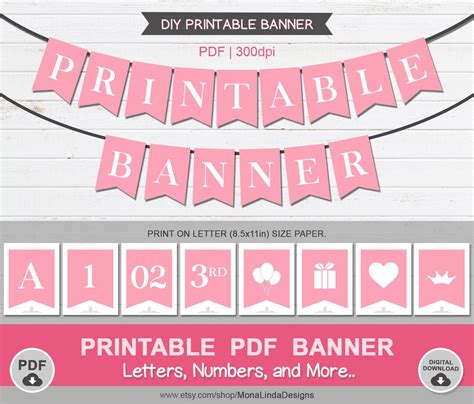 Pink Printable PDF Banner,printable Alphabet Letter Banner,printable Swallowtail Banner,bunting ...