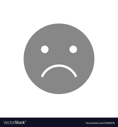 Unhappy emoji gray icon upset unsatisfied face Vector Image