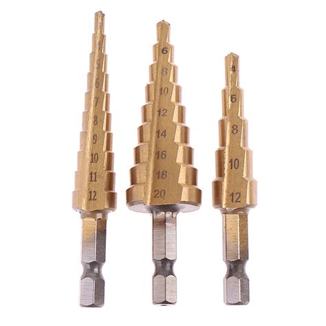 Pcs Mm Mm Mm Hss Straight Groove Step Drill Bit Cone