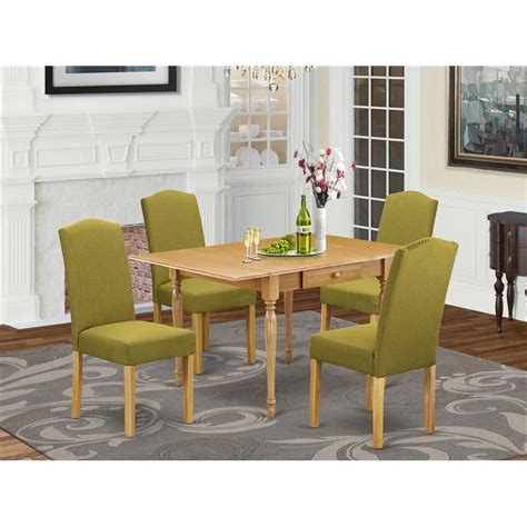 East West Furniture Piece Monza Dining Table Set Oak Light Pickle