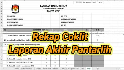 Cara Mengisi Rekap Laporan Akhir Coklit Pantarlih Youtube