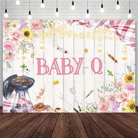 Amazon AIBIIN 7x5ft BBQ Baby Shower Backdrop For Girls Pink Baby