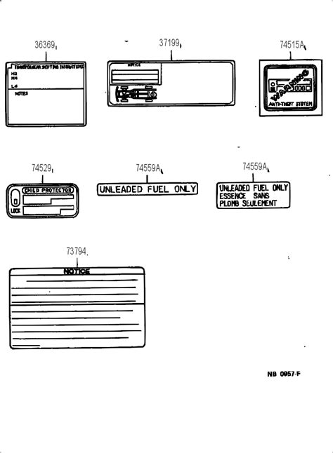 Fuel Information Label Autoparts Toyota