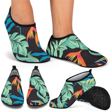 Tropical Palm Leaves Hawaiian Flower Aqua Water Shoes Jorjune