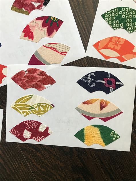 50 Silk Fabric Stickers Fan Designs Cut By Hand Make Your Own Etsy