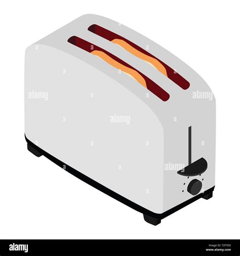 Isometric Toaster With Toasted Bread For Breakfast Inside Isolated On