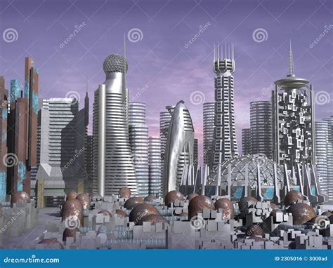 Modelo D De La Ciudad De La Ciencia Ficci N Stock De Ilustraci N