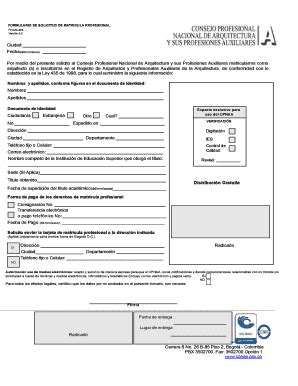 Completable En línea cpnaa gov FORMULARIO DE SOLICITUD DE MATRICULA