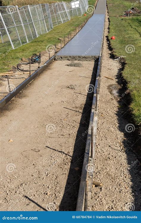 Footpath Construction Concrete Work Stock Photo Image Of Rail