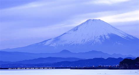 White Mountain Sea Island Mountain Japan Honshu Fuji Hd