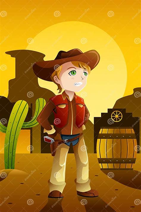 Boy Dressed Up As A Cowboy Stock Vector Illustration Of Pistol 42066625